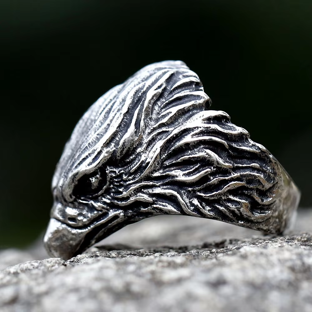 Mighty Eagle Head Stainless Steel Ring