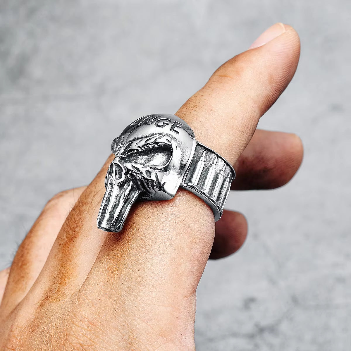 Punisher Skull REVENGE Stainless Steel Ring