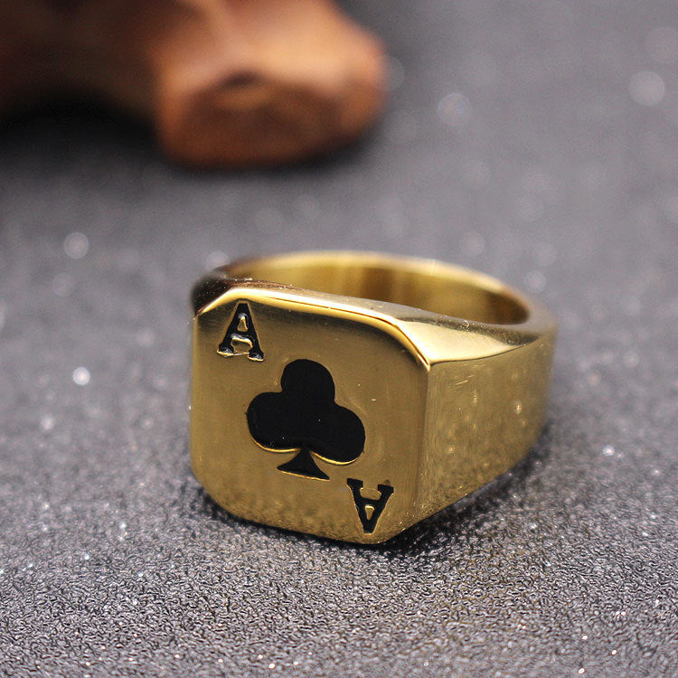 Ace Of Clubs Stainless Steel Ring