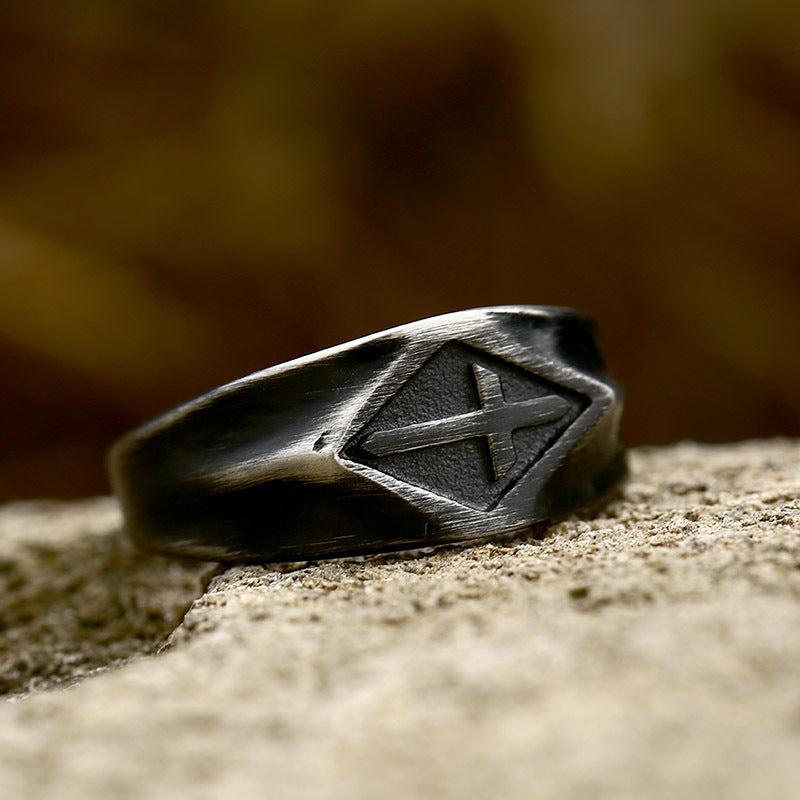 Black Latin Cross Rings Stainless Steel Ring - VRAFI