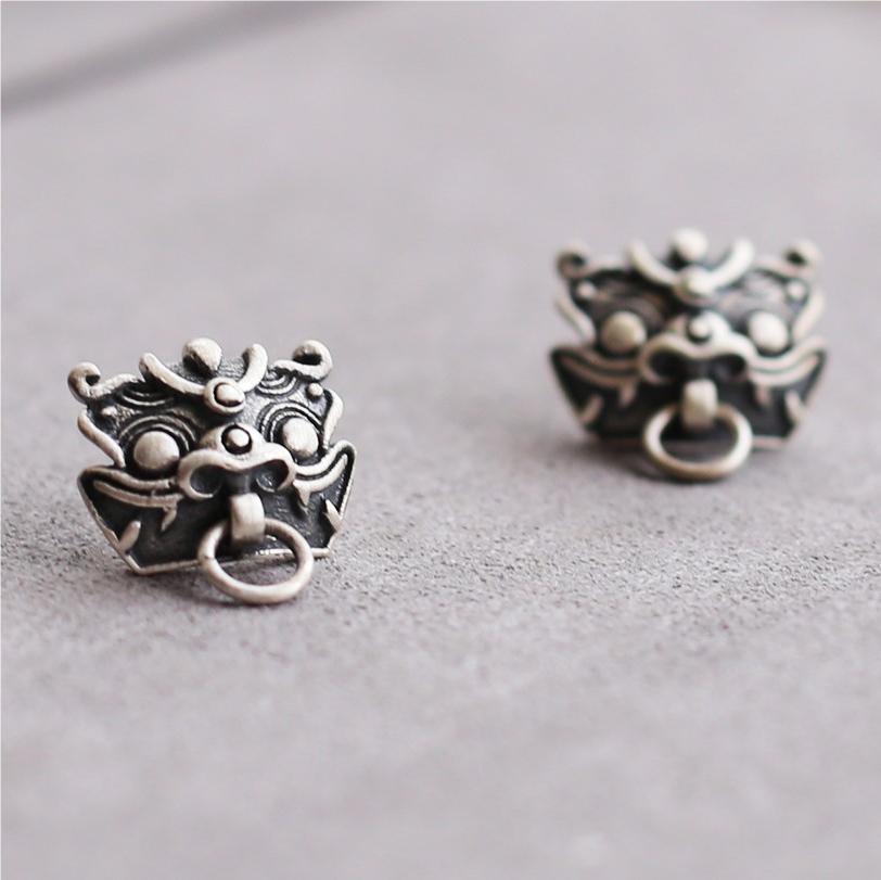 Lion Ghost Head Vintage Earrings - Vrafi Jewelry 