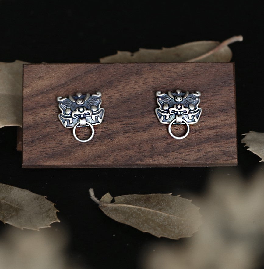 Lion Ghost Head Vintage Earrings - Vrafi Jewelry 