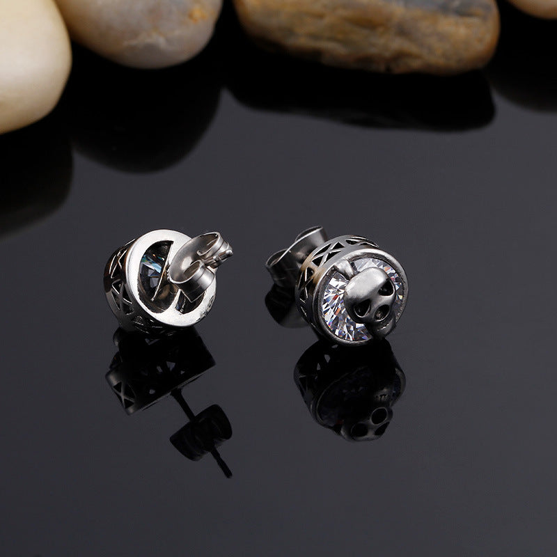 Punk Skull Stud Earrings-Vrafi Jewelry