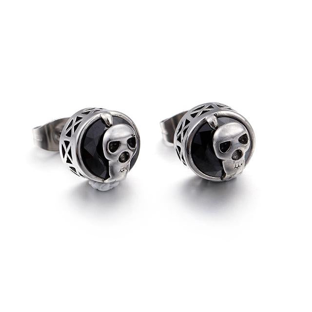 Punk Skull Stud Earrings-Vrafi Jewelry