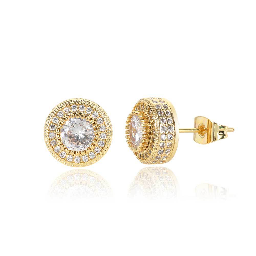 Round Full Zirconia Stud Earrings