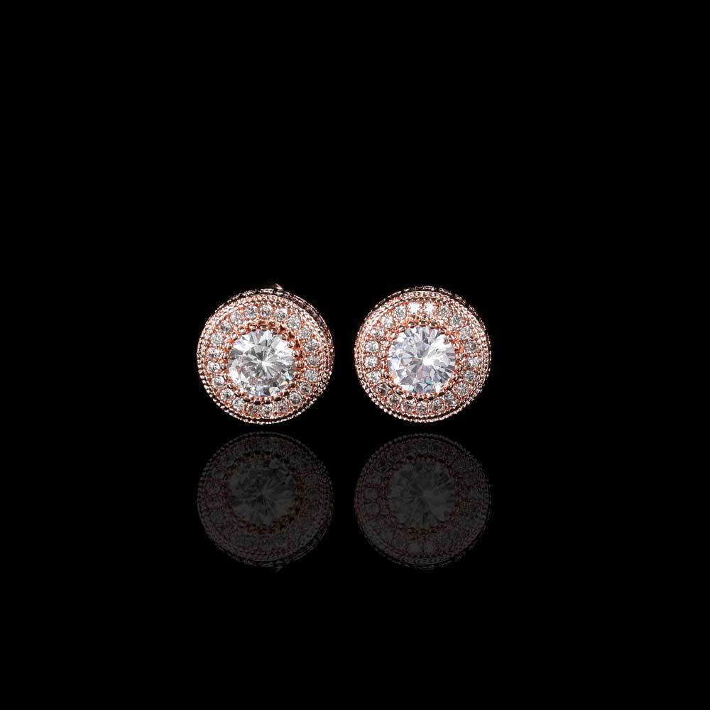 Round Full Zirconia Stud Earrings