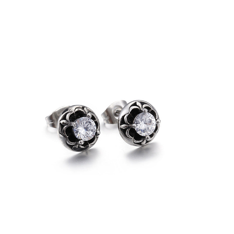 Flower Black Diamond Stud Earrings - Vrafi Jewelry